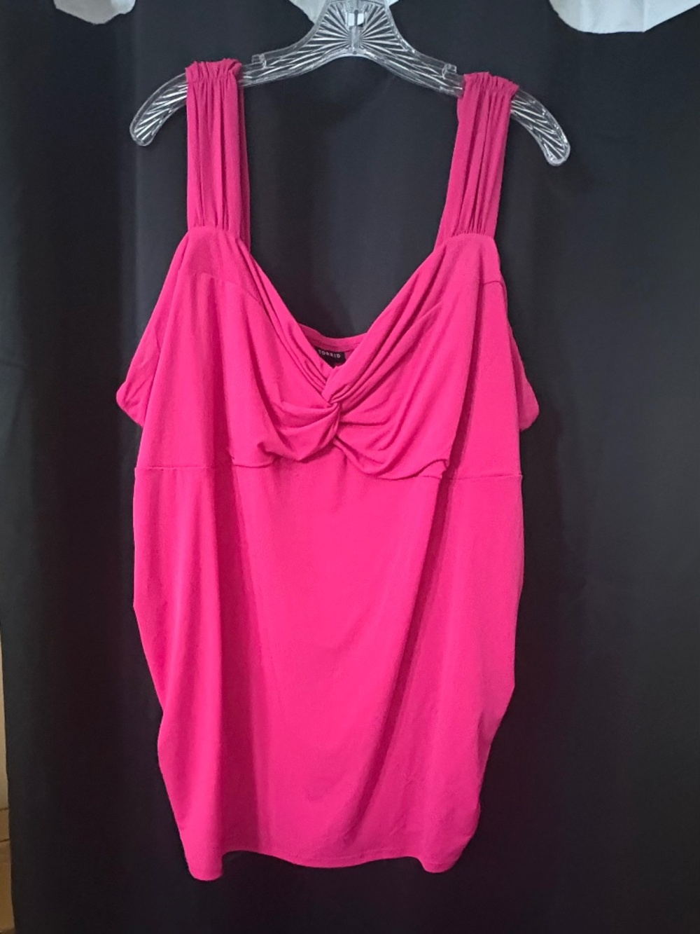 TORRID-Women's Plus Size Bright Pink Tank Top with Ruched Sides-SIZE 4
